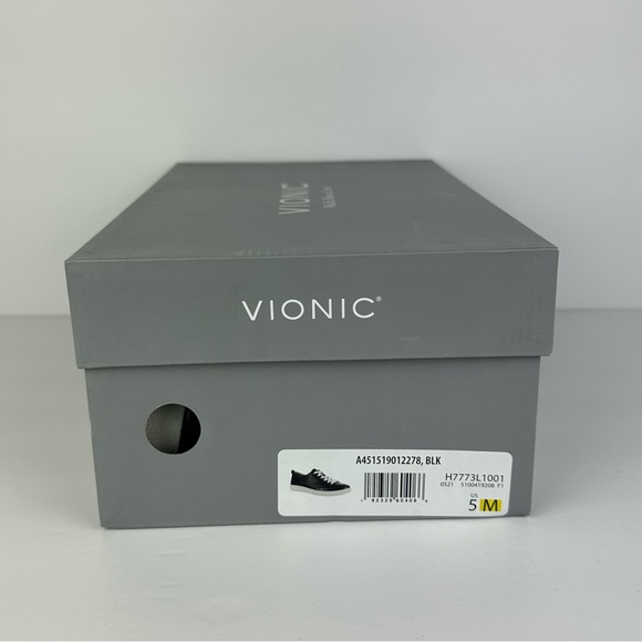 NWB Vionic Winny Leather Embossed Detail Black Lace-Up Sneakers - Size: 5 - Picture 12 of 14